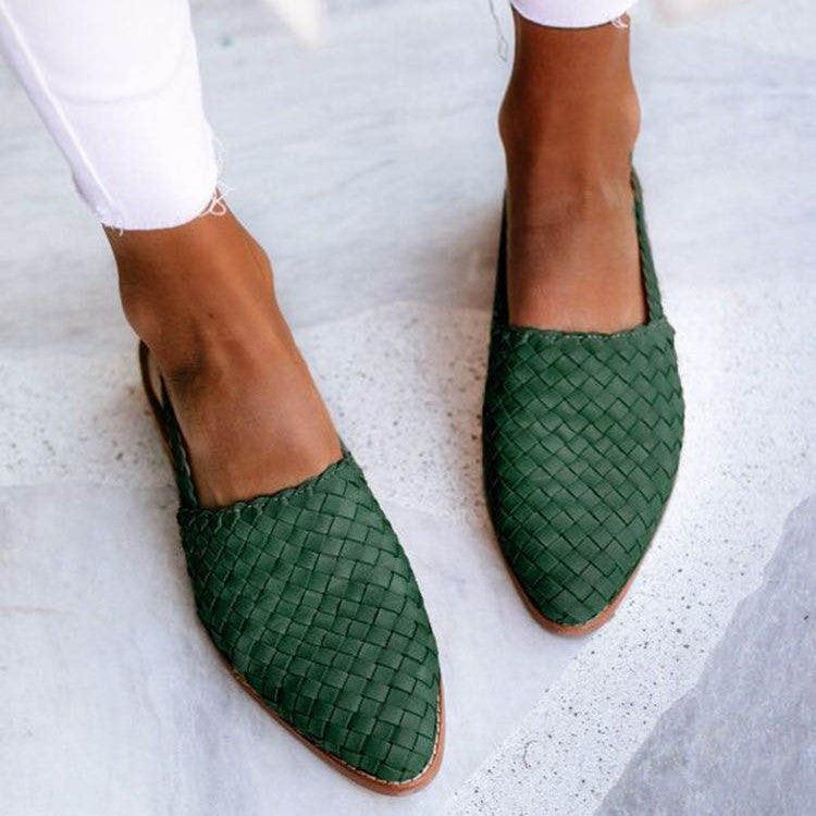 Elara® | Handwoven Leather Slingback Loafers