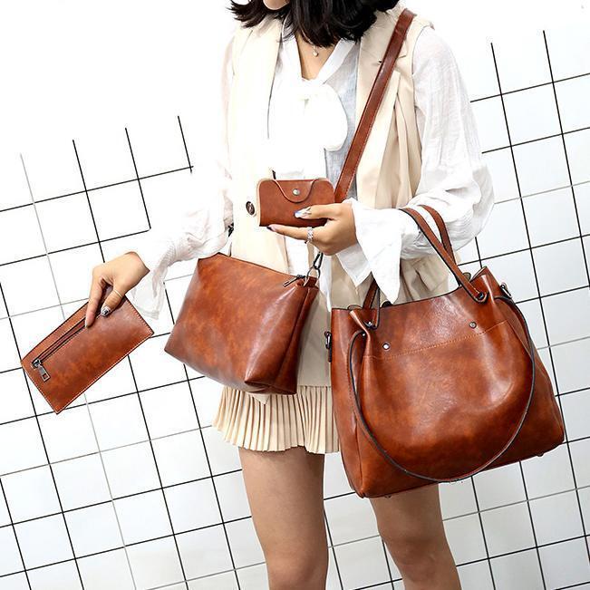 Clara™ - Vintage 4-Piece Leather Bag Set