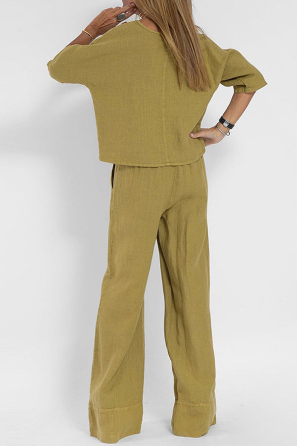 CELESTE™ - Short-sleeved Pullover & Wide Trouser Matching Set