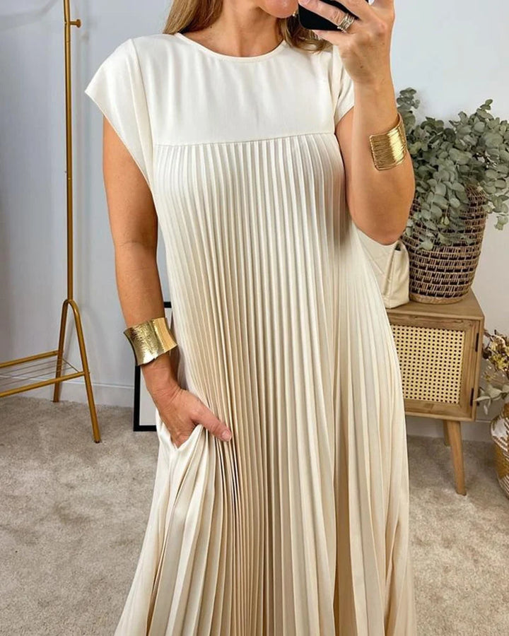 CELESTE™ - Pleated Pocket Maxi Dress