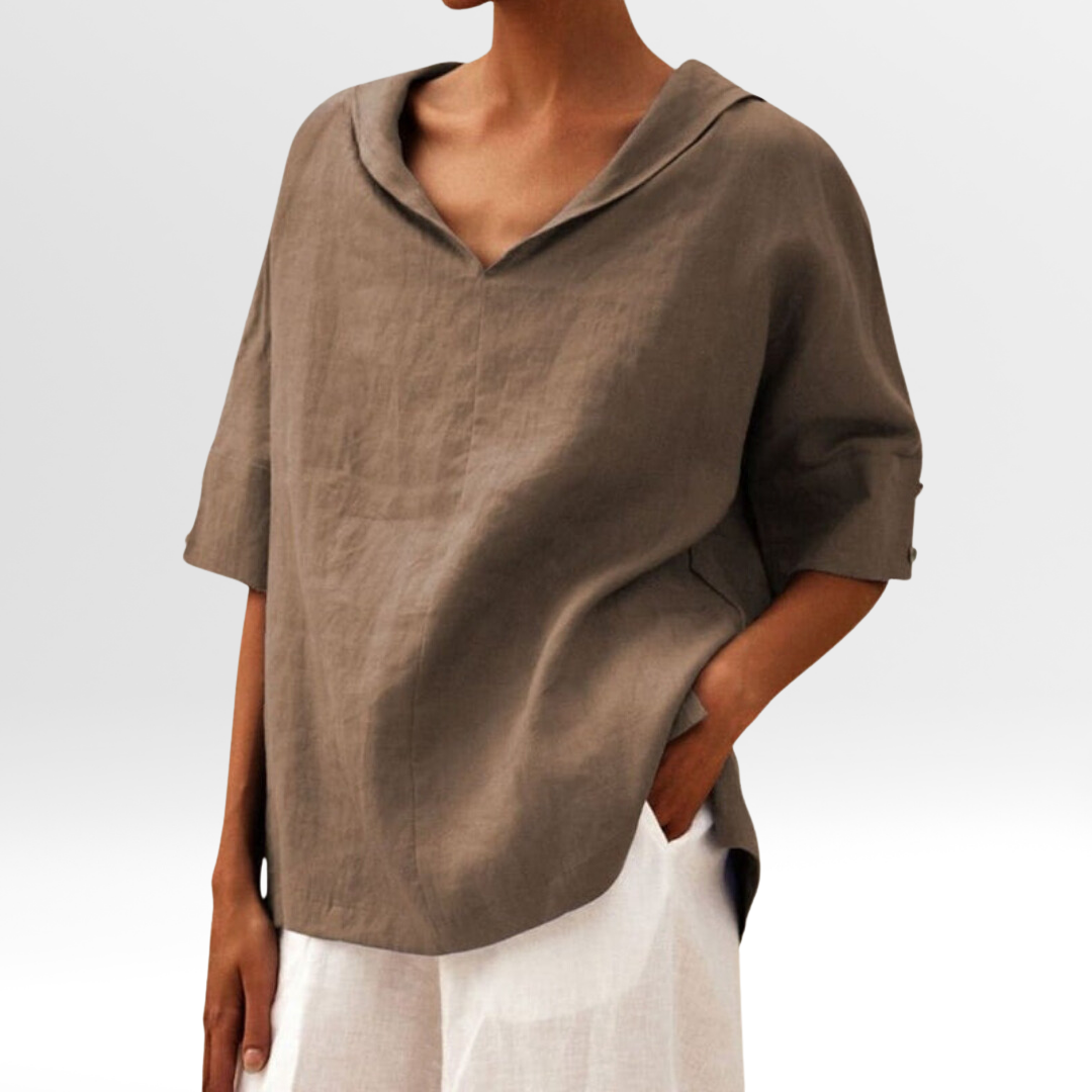 Jasmine™ - Women's V-Neck Casual Linen Shirt