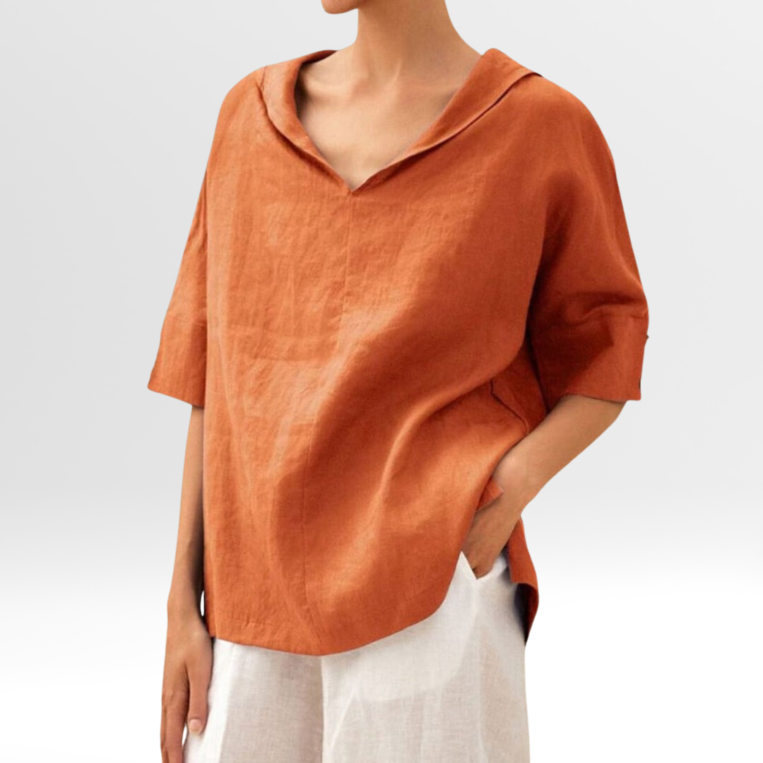 Jasmine™ - Women's V-Neck Casual Linen Shirt