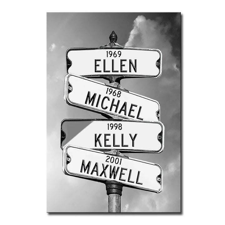 Personalized Canvas Wall Art – Custom Street Sign Poster, Printmaking Art for Living Room & Home Decor