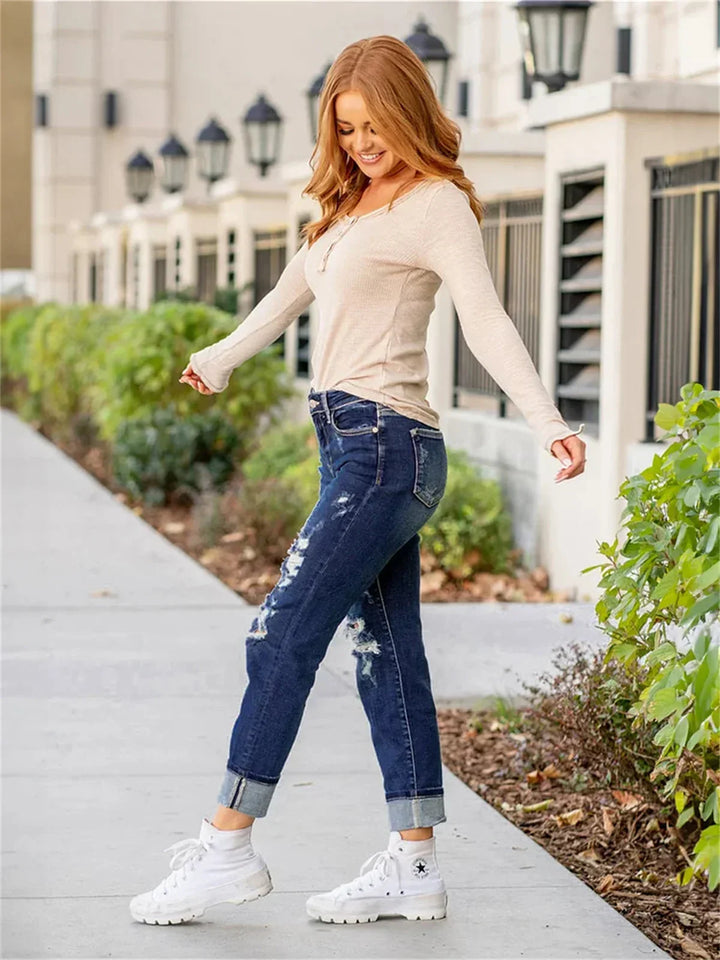 CELESTE™ - Sculpting Distressed Boyfriend Jeans