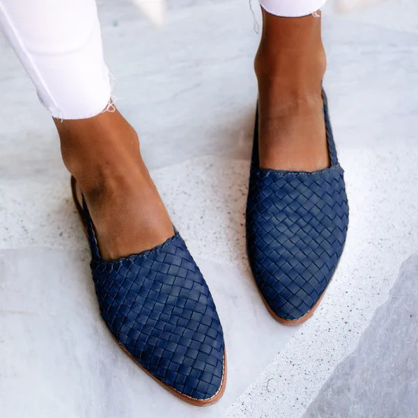 Elara® | Handwoven Leather Slingback Loafers