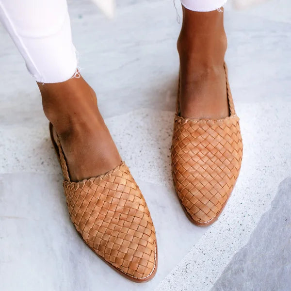 Elara® | Handwoven Leather Slingback Loafers