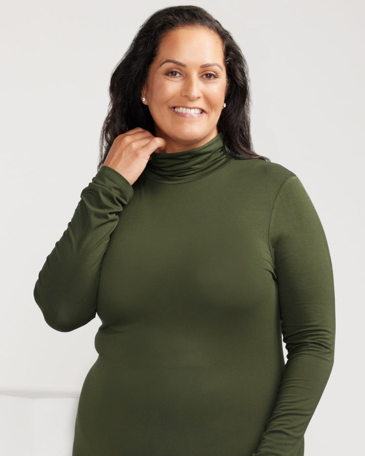 Bamboo Turtle Neck Skivvy - Forest