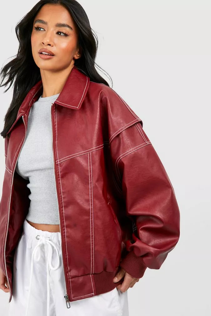 CELESTE™ - Oversized Leather Jacket