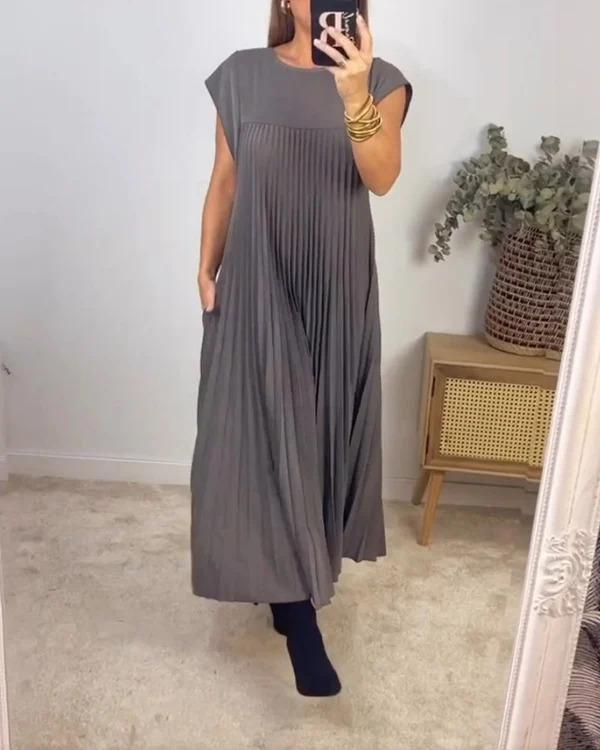 CELESTE™ - Pleated Pocket Maxi Dress