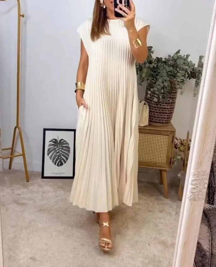 CELESTE™ - Pleated Pocket Maxi Dress