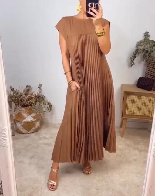 CELESTE™ - Pleated Pocket Maxi Dress